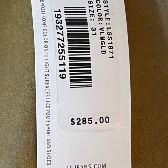 AG the quinne coated high waisted crop flare jean mustard yellow size 31 - Picture 13 of 13